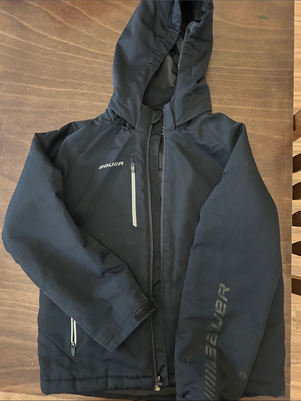 Bauer Men's Black Softshell Jacket with Light Gray Zipper